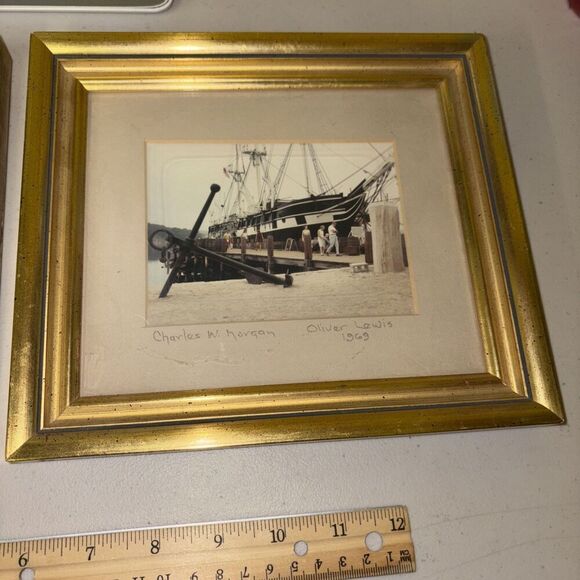 2 Vintage Framed Oliver Lewis Photographs: Charles W Morgan Ship Mystic Seaport - Picture 3 of 5